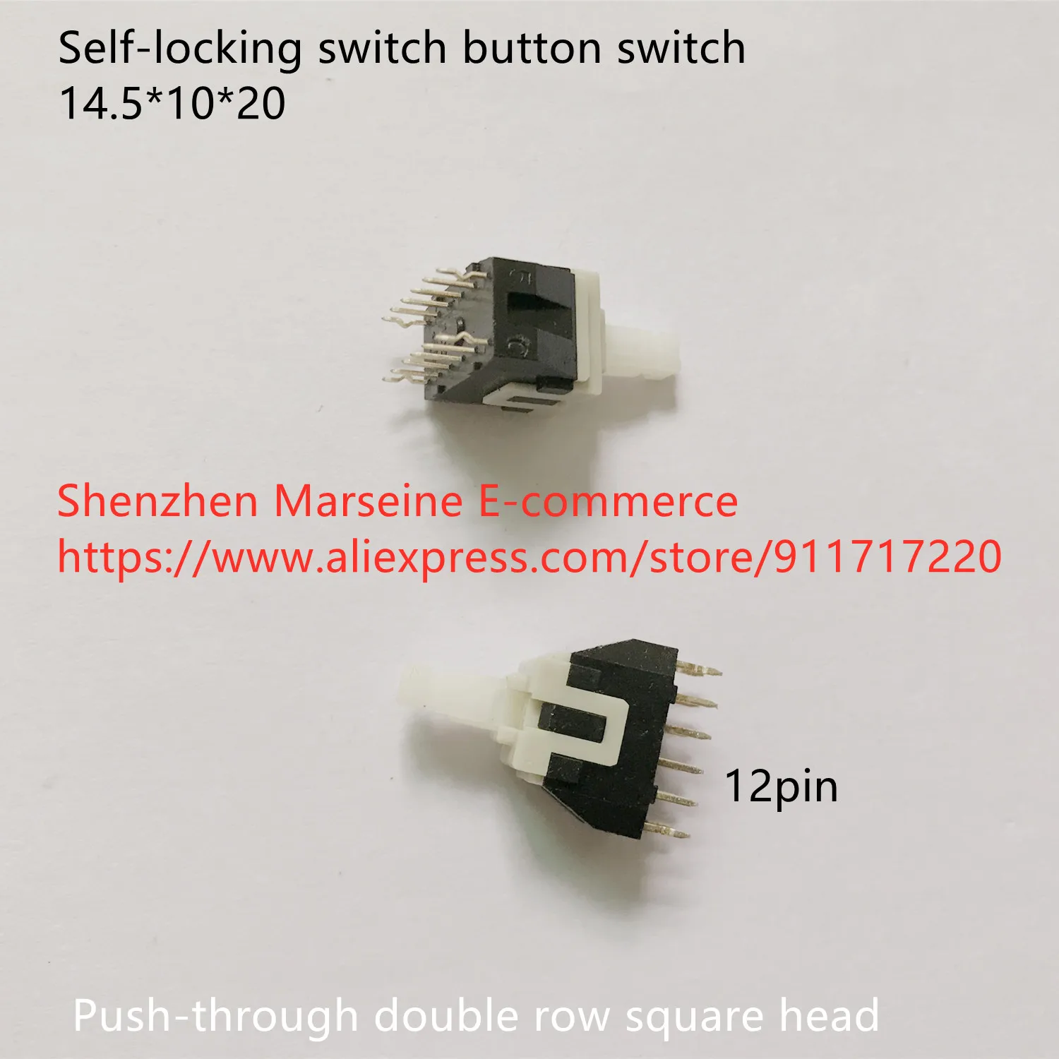

Original New 100% self-locking switch button switch 14.5*10*20 push-through double row 12pin square head
