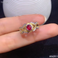kjjeaxcmy fine jewelry natural ruby 925 sterling silver noble new adjustable gemstone women ring support test hot selling