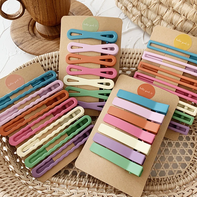 

Hollow Fluffy Hair Barrette Girl Hair Accessories Set Korea Square Scrub Hairpin Set Colorful Bow Geometric Matte Hair Clip