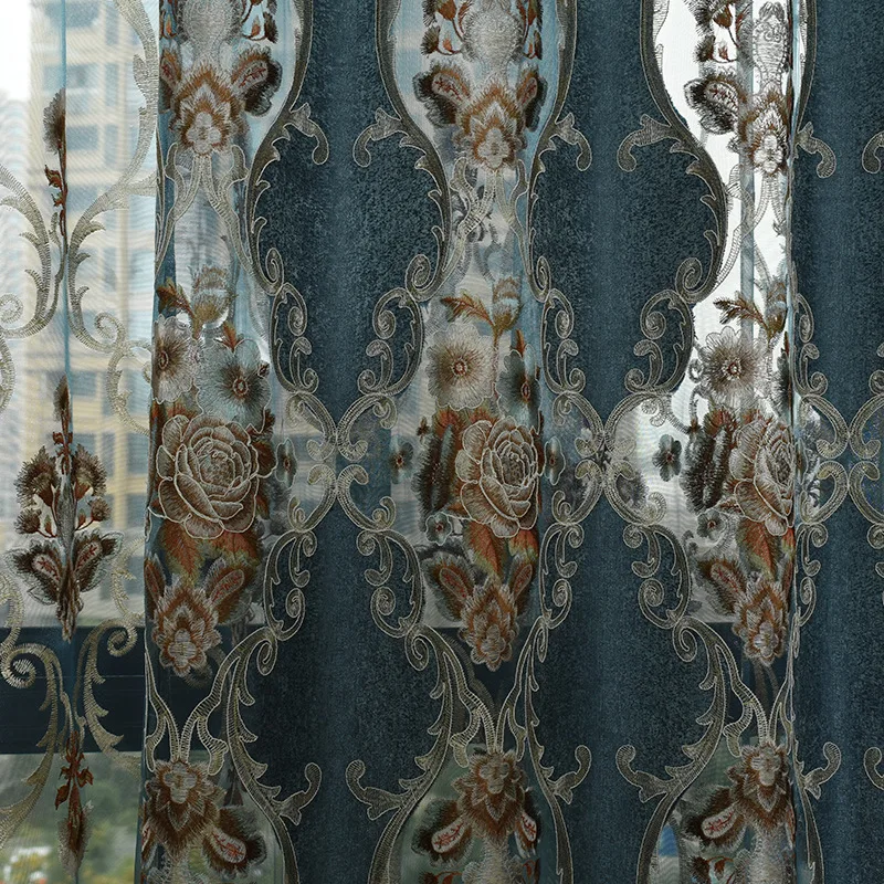 Новая европейская штора из синели для спальни стикер с вышивкой занавеска