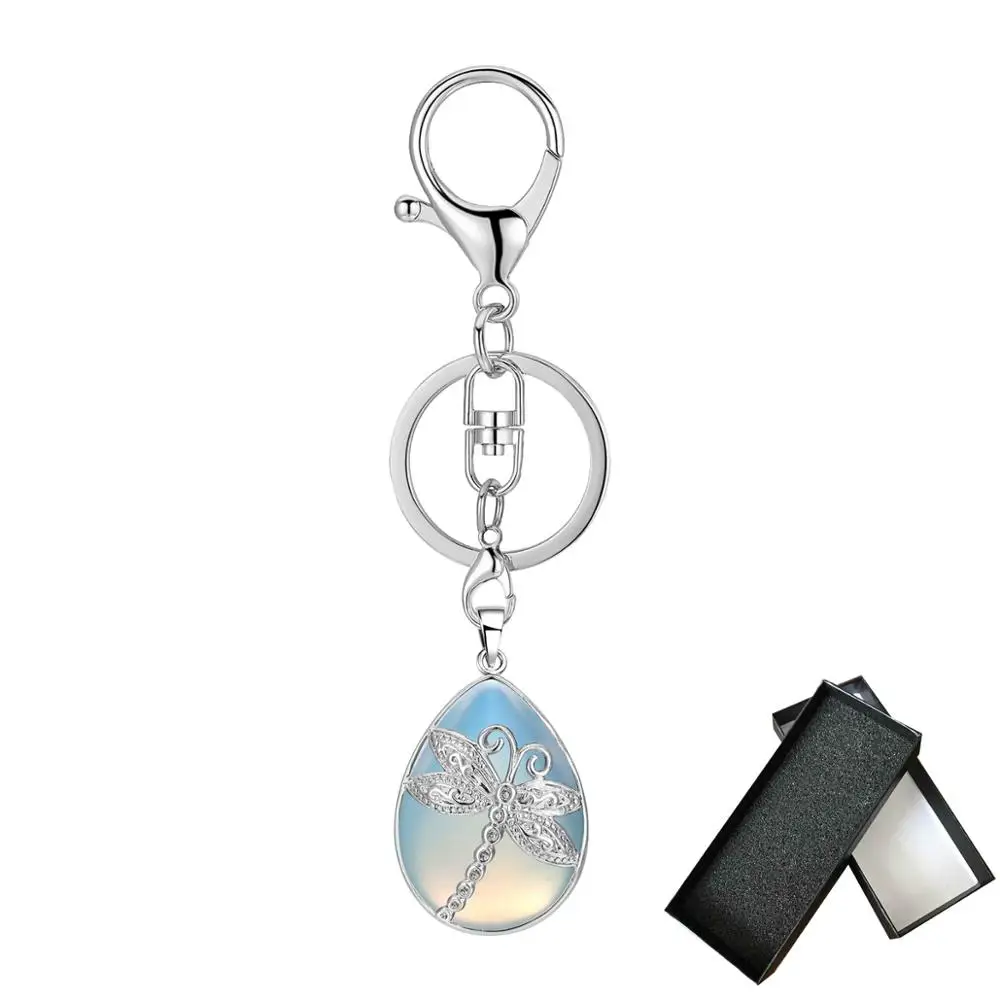 Opal Box ASHMITA Серебряная стрекоза кулон брелок в коробке Природный капли воды капля КАПЛЕВИДНАЯ чакра брелок ювелирные изделия - Цвет: Opal Box