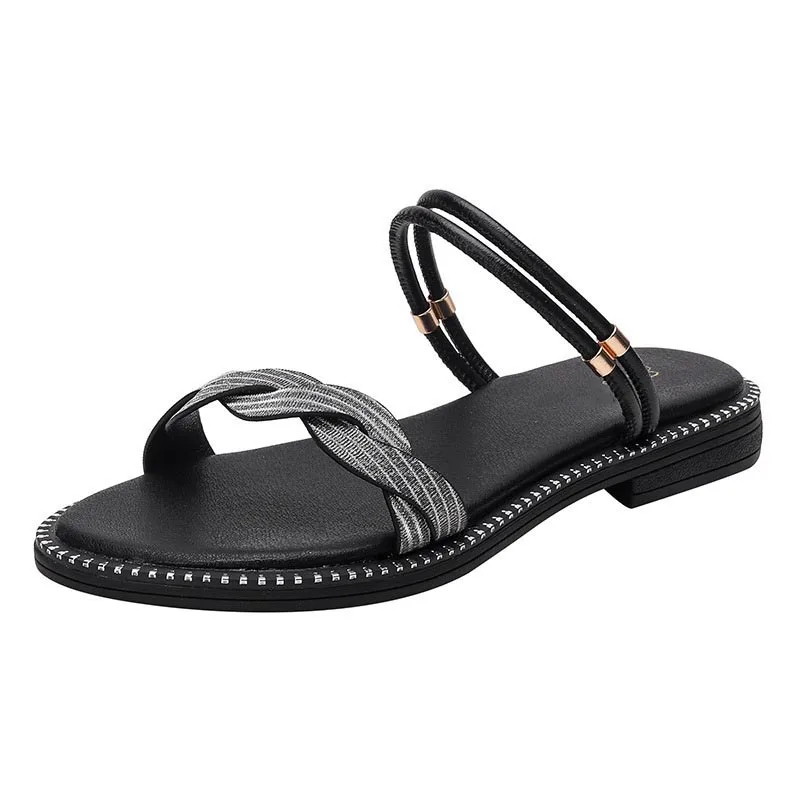 

Women Sandals Brand Design Woman Elegant Round Sandaly Peep Toe Summer Outdoor Beach Shoes All-match Flip Flop Gladiator