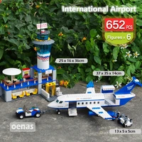 moc city internationale airport plane airline bus shuttle large model building block kids toy for boys children birthday gift