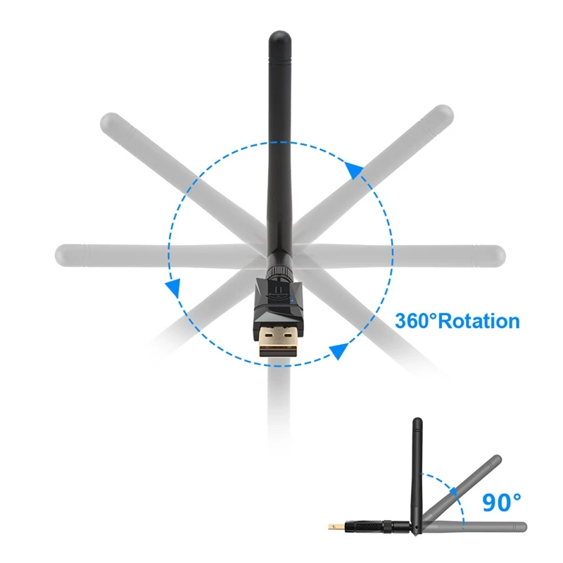 

WiFi Transmitter Receiver 600 Mbps 2.4G+5G Dual Band USB Computer Wireless Network Card Wifi Adapter Black