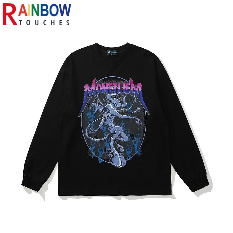 

Футболка Rainbowtouches с длинным рукавом для мужчин, Свободный Повседневный Топ с уличным принтом в стиле хип-хоп, брендовый свитер унисекс с длин...