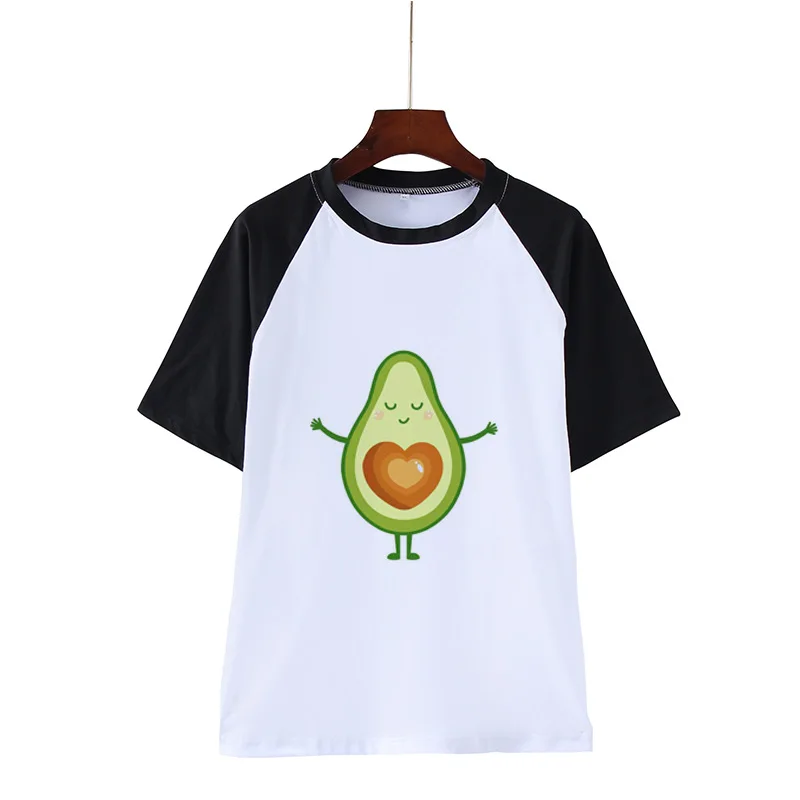 

Foreign trade new Avocado but Avocado vegetarianism cute cartoon Avocado raglan round collar female T-shirt