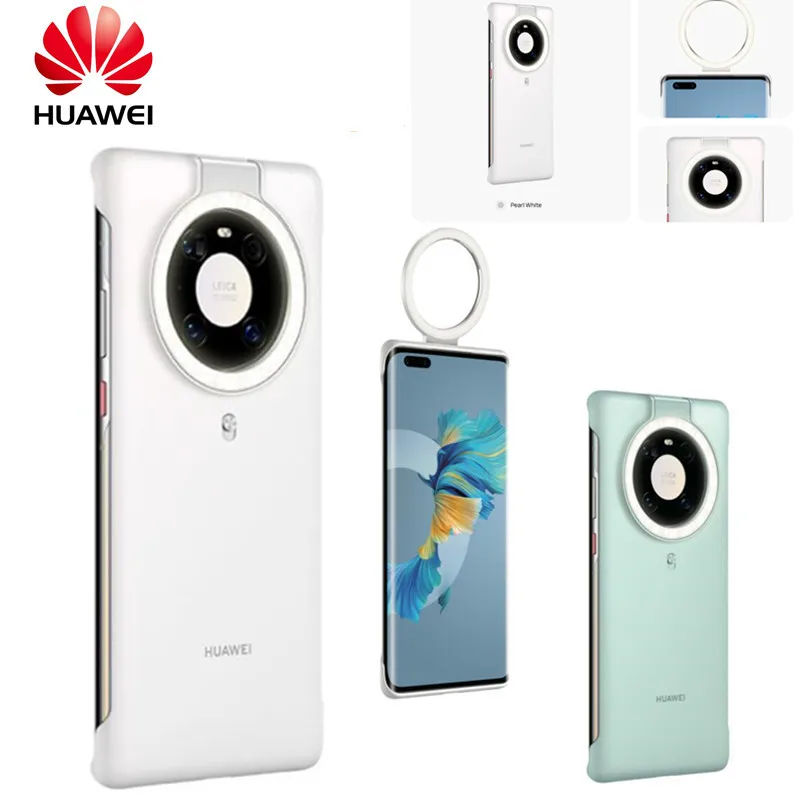 

Original HUAWEI Ring Light Case additonal lighting Flash Camera Phone Case Cover with Mini Flashlight For Mate 40/40 Pro