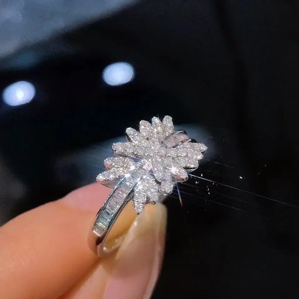 

Luxury Cross Feather Shape Women Engagement Ring Full Paved CZ Stone Silver Color Elegant Simple Female Jewelry Ring Hot Sale