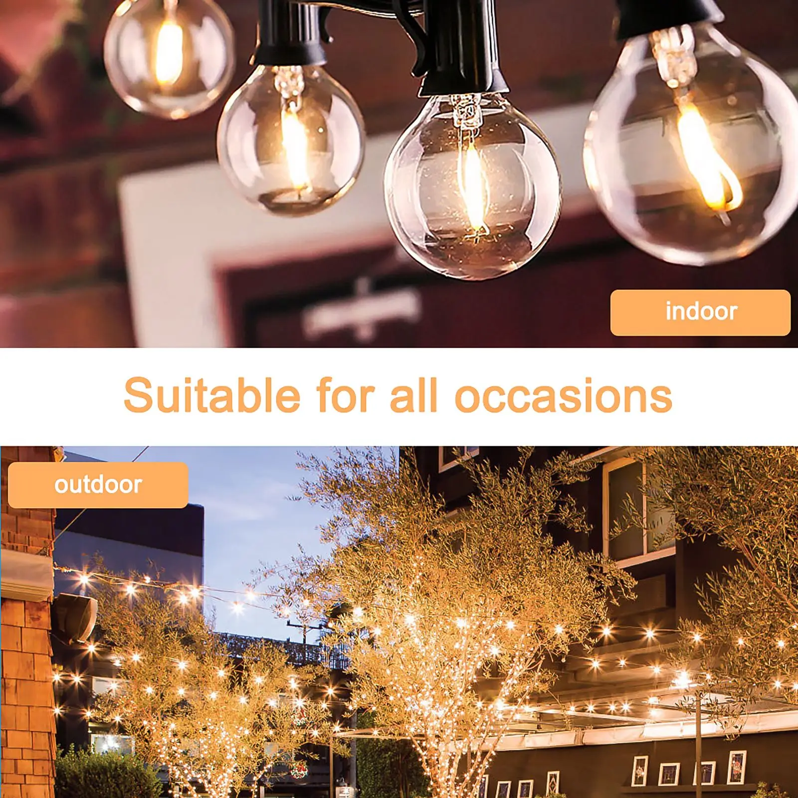 String Lights Clear Bulbs Fairy Patio Light G40 Globe Solar Outdoor New Year Wedding | Лампы и освещение