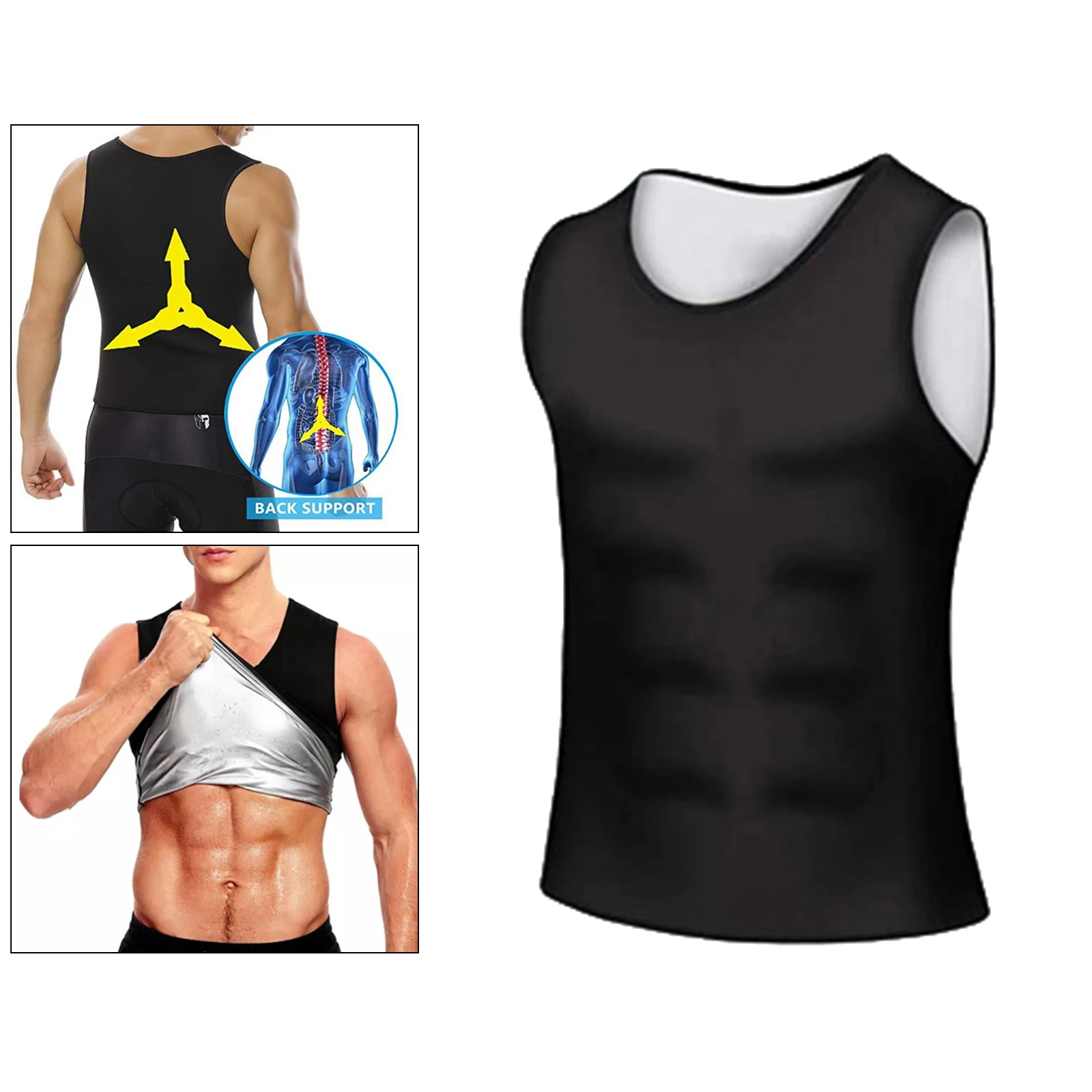 Mens Sauna Vest Sweat Body Shaper Slim-ming Waist Trainer Neoprene Tank Top Shapewear Shirt, Produce Heat, Burn Fat