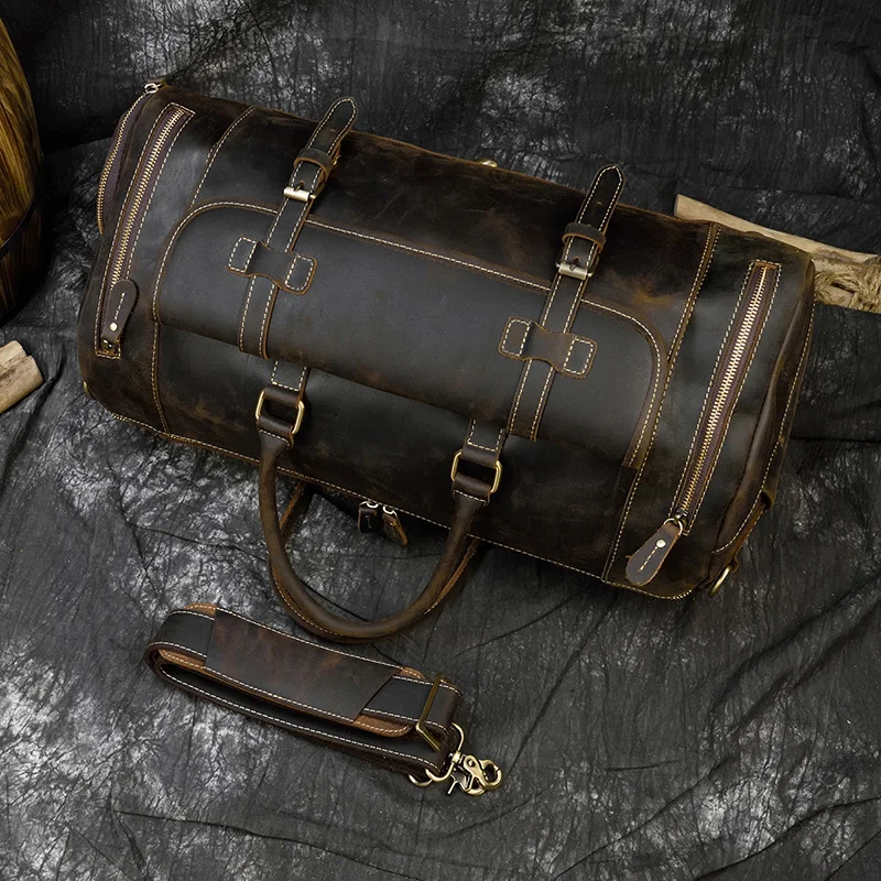 Винтажная дорожная сумка для мужчин из натуральной кожи большой кожаный мешок
