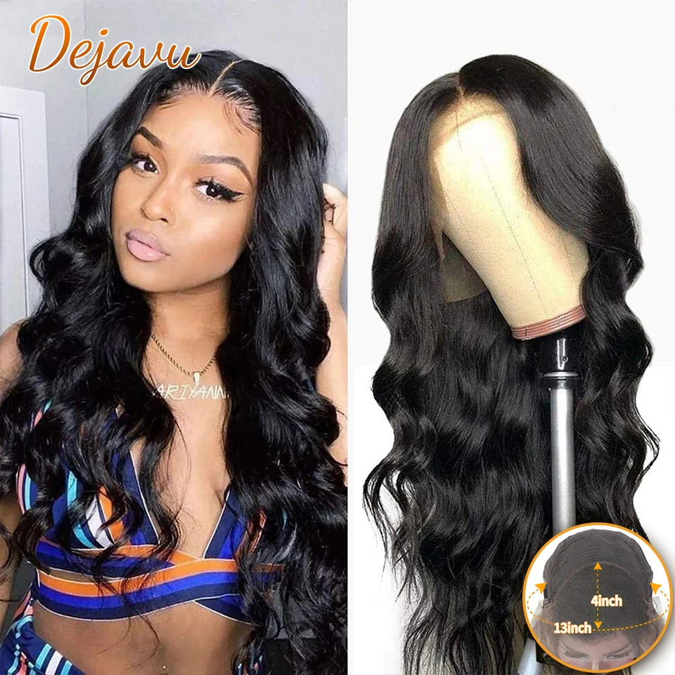 

Dejavu 30Inches Body Wave Lace Front Wig 4X4 Lace Closure Remy Human Hair Wigs 13X4 Lace Frontal Wig For Woman 180% 250% Density
