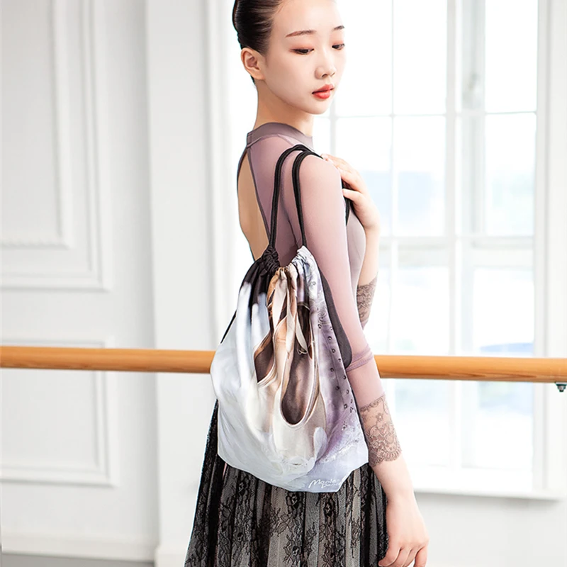 Women Bag Drawstring Dance Bag Travel Backpack Outdoor Waterproof Suede Fitness Training Gym Bags Ballerina Pointe Shoes HandBag
