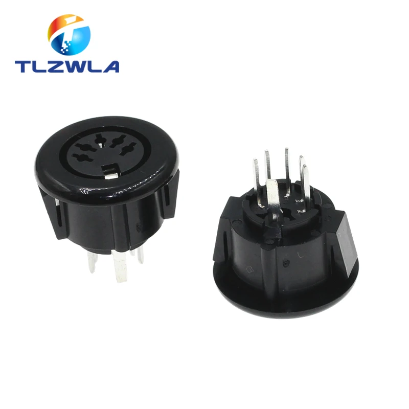 

5PCS Black DS-5-07A round five-pin S-video connector round 5-pin socket 5P 5-pin DIN socket holder