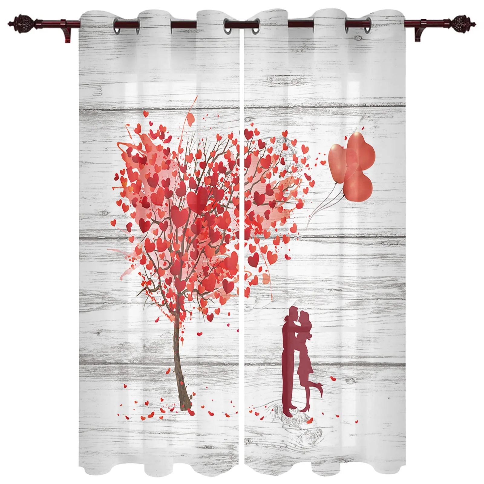 День Святого Валентина любовь воздушный шар в форме дерева окна шторы Кухня