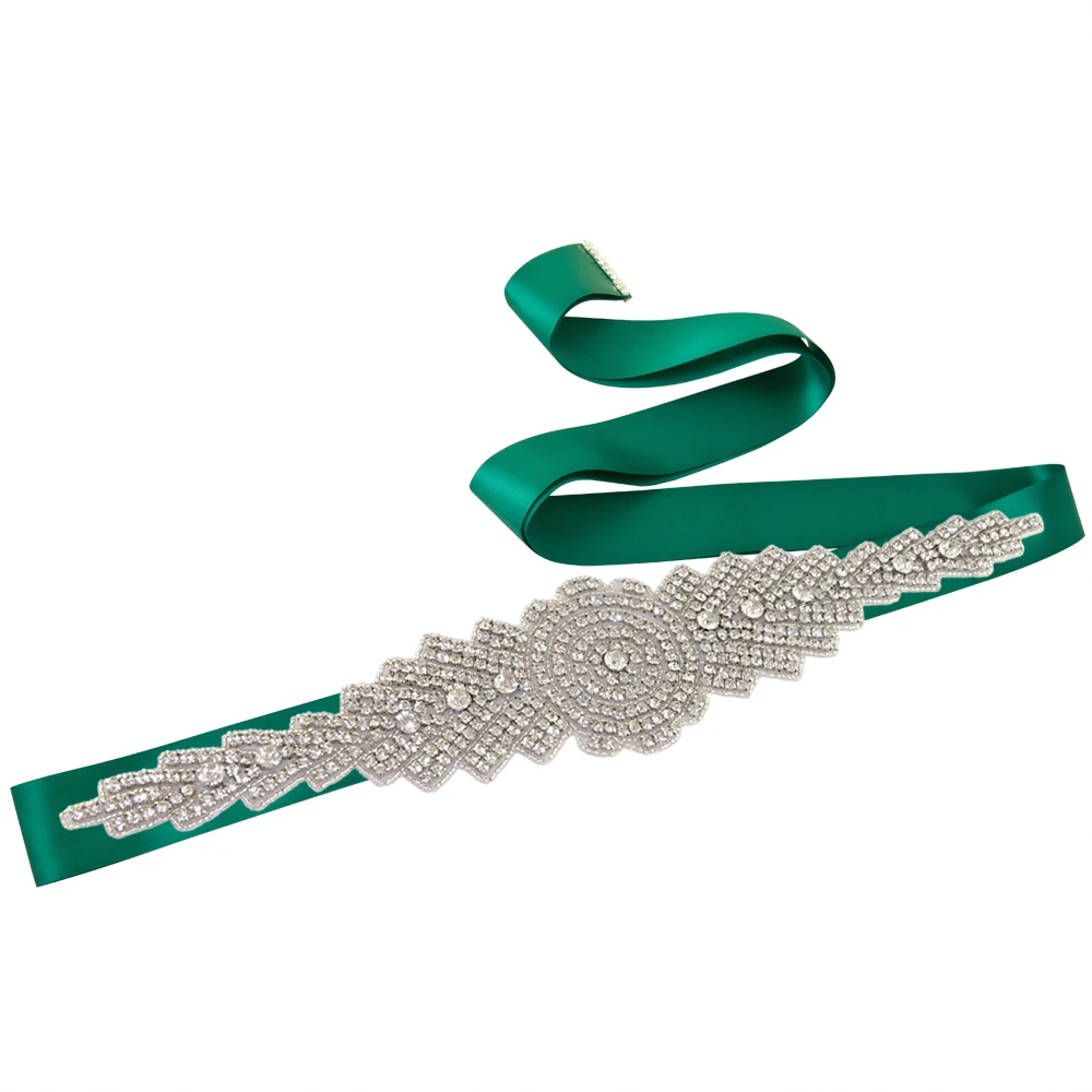 dark green TRiXY S23 Кристальный свадебный пояс стразы свадебный пояс для невесты свадебные пояса свадебные аксессуары пояс для вечернего платья - Цвет: dark green