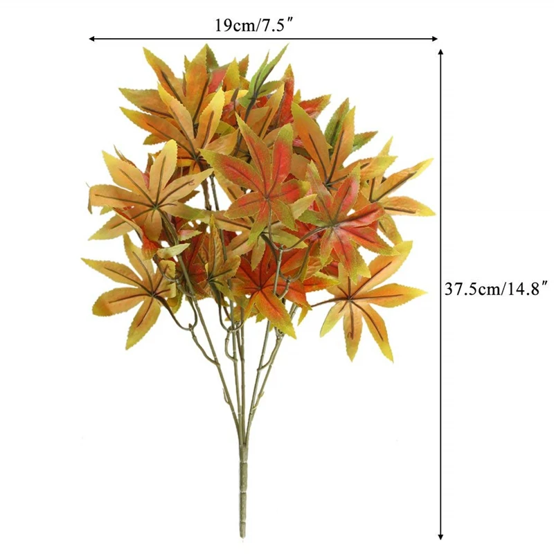 

2pcs 5 Forks Simulation Fake Maple Leaves Plant Artificial Red Maple Leaves Flowers Home Wedding Party Mall Decoration