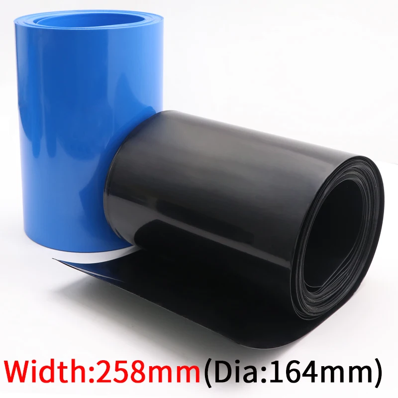 

PVC Heat Shrink Tube Width 258mm Lithium Battery Insulated Film Wrap Protection Case Pack Wire Cable Sleeve Black Blue