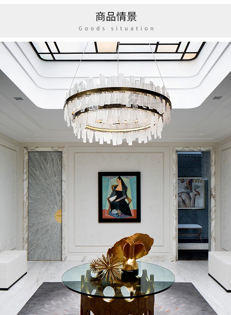 

Postmodern new light luxury simple creative chandelier glass designer model room lamp living room bedroom lamp