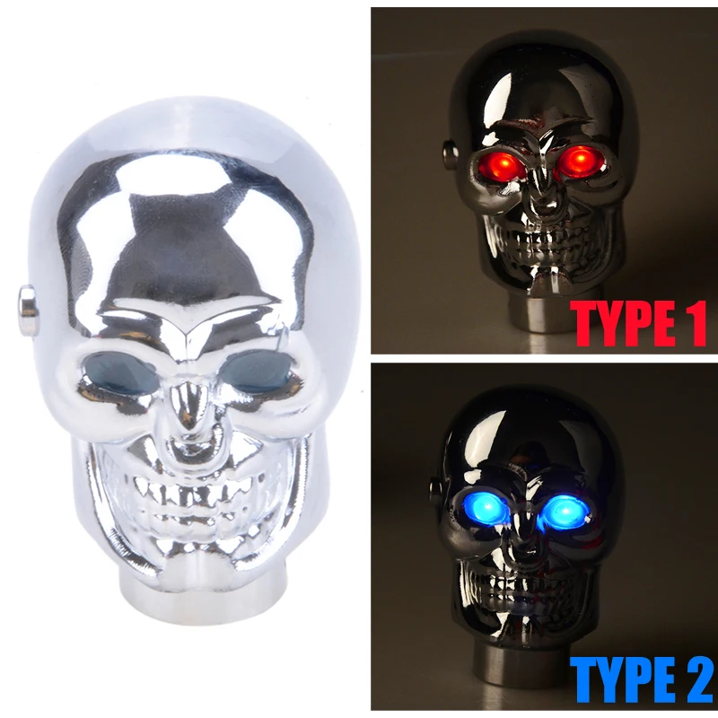 

Gear Shift Knob Chrome LED Skull Eyes Light Luminous eye Chromium Plated Gear Lever Stick Handle Replacement Car Accessories