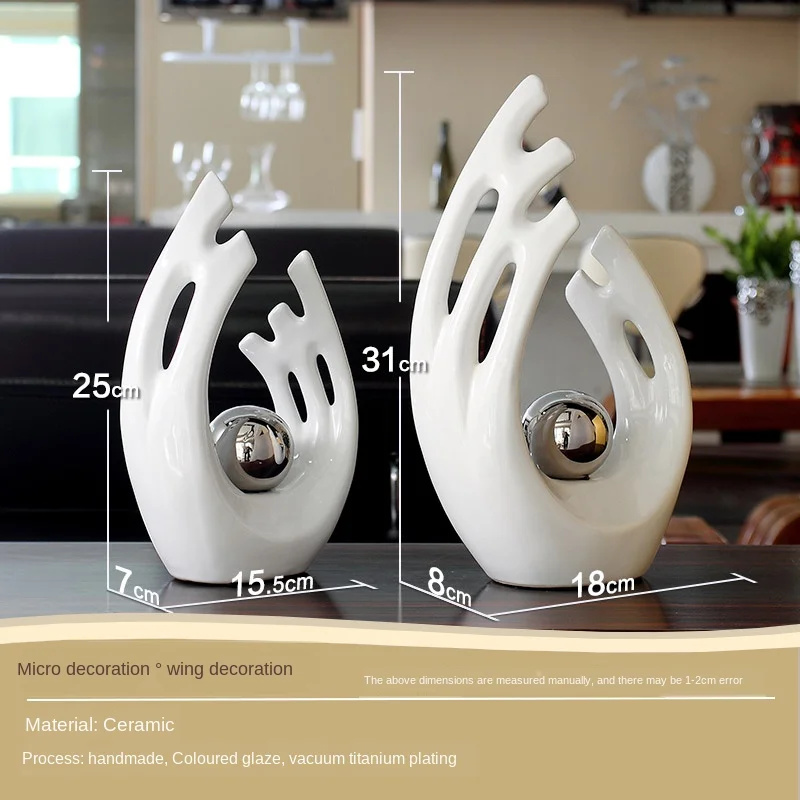 

Modern Simple Desktop Ceramic Figurines Decor Home Furnishing Crafts Decoration Creative Home Livingroom White Green Accessories