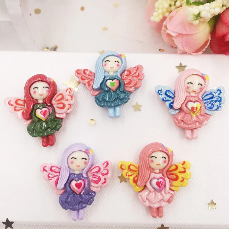 Кавайная разноцветная статуэтка из смолы в виде ангельской девушки с плоским