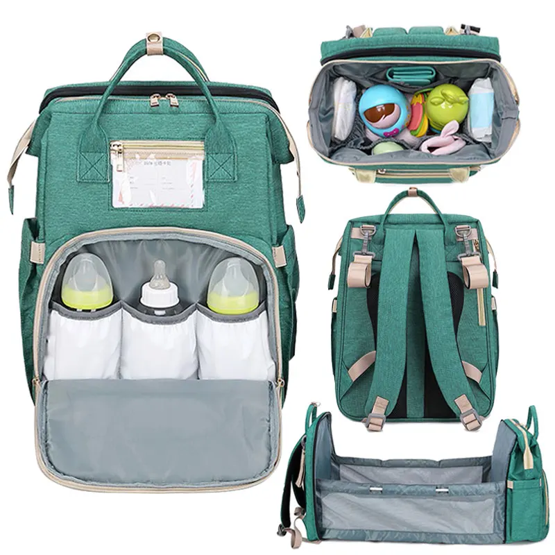 

Baby Diaper Bag Backpack Waterproof Changing Station Foldable Sleeping Crib Stroller Hooks Mummy Bags Large Diaper Organizer