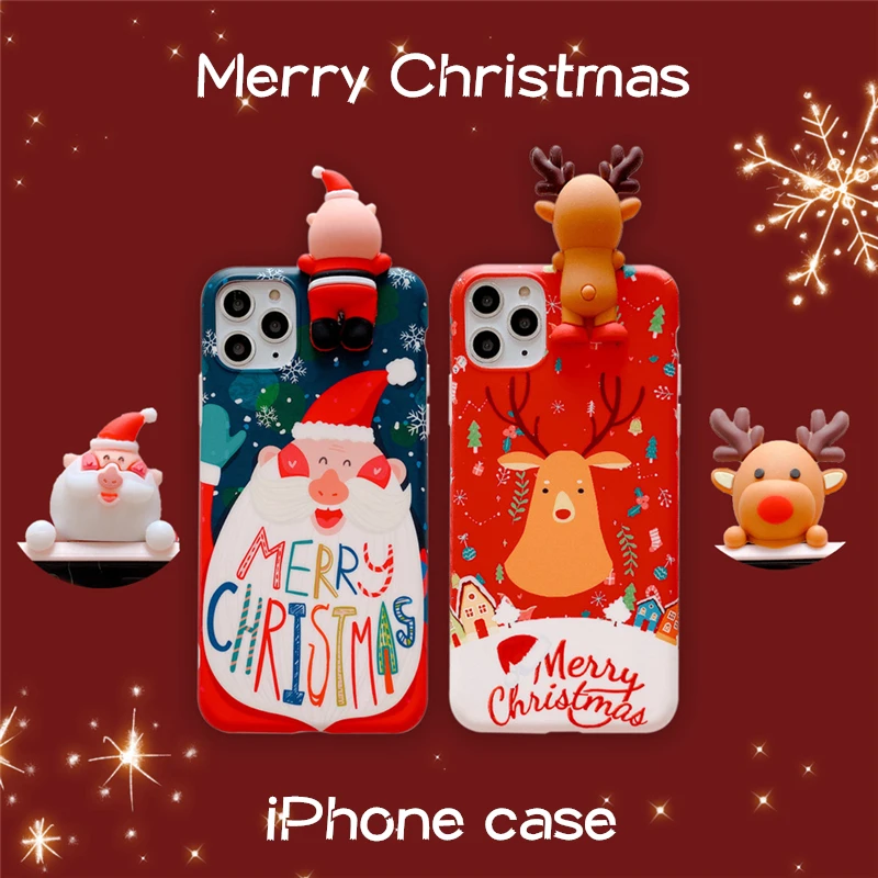 Christmas Cartoon Deer Phone Case For iPhone 11 Pro Max XR XS X Silicone Matte Cover 7 8 Plus 6 6S Xmas Gifts |