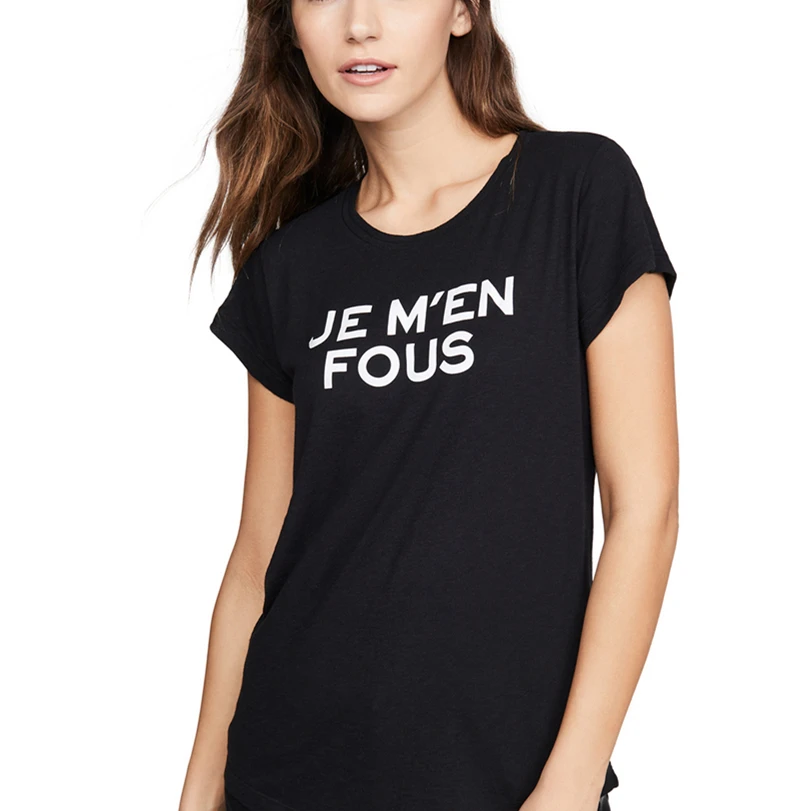 Женская летняя футболка, топы, Модная хлопковая Футболка во французском стиле, черная футболка