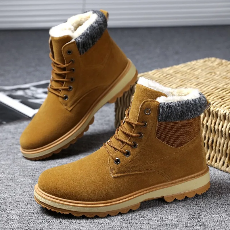 Мужские зимние ботинки меховые ботильоны мужская повседневная обувь