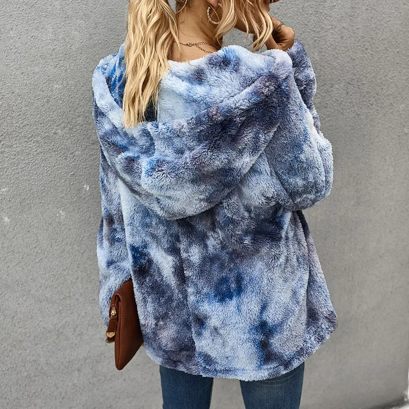 

Autumn Oversized Women's Hoodies Loose Long Sleeve Ladies Fashion Tie Dye Hooded Thick Sweatshirt Warm Female Pullover