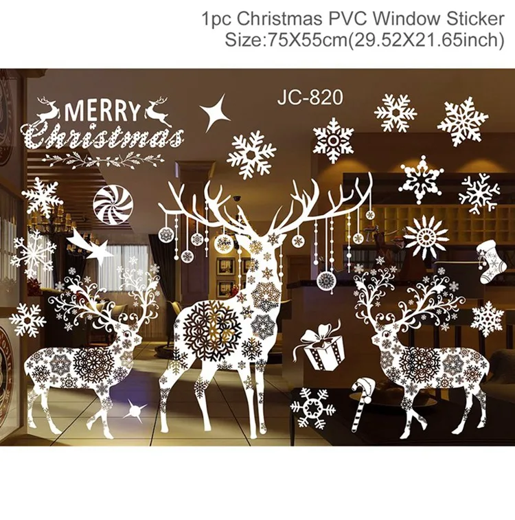 christmas sticker G FENGRISE Рождественское украшение для окна дома рождественские наклейки декор Рождественские украшения Рождественские подарки год - Цвет: christmas sticker G