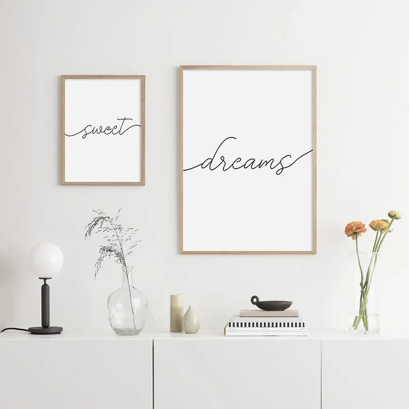 Постер в скандинавском стиле черно-белая Картина на холсте с изображением милой