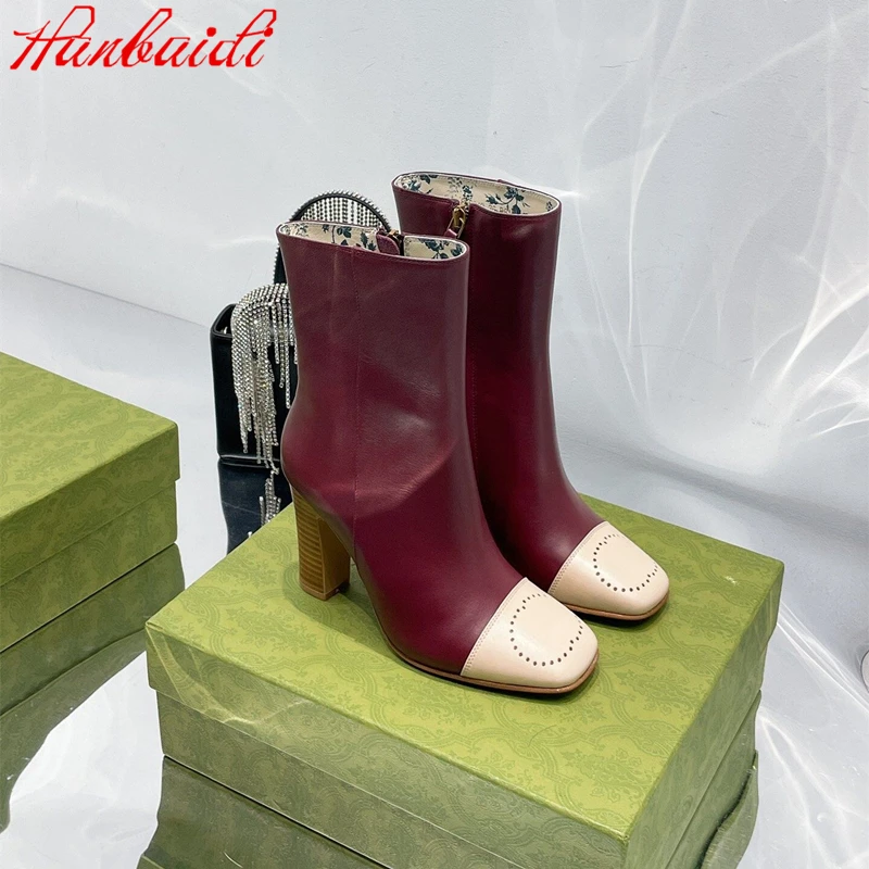 

Женские ботильоны в стиле ретро, модные разноцветные туфли-лодочки на массивном высоком каблуке, женские короткие ботинки из натуральной к...