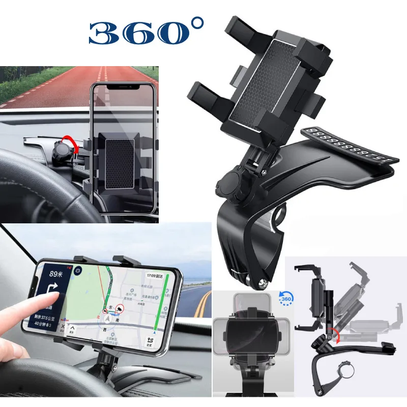 

360° Clip On Dashboard Mobile In Car Phone Holder Mount Stand Cradle Universal