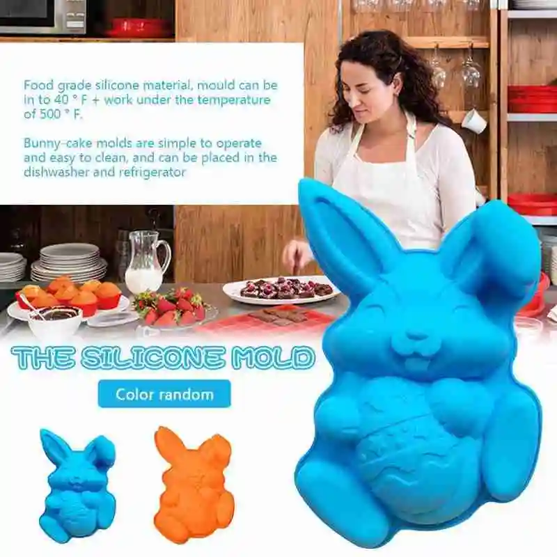 

1pc Easter Bunny Silicone Mold Chocolate Mould Cakes Decorating jelly Baking Fondant Candy 3D Molds Tools Cake L0L3