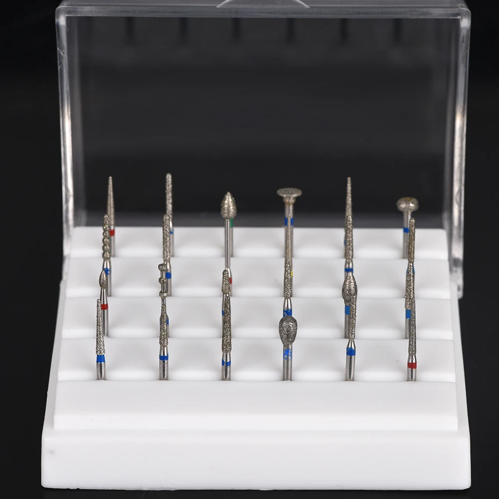

24 Holes Dental Burs Holder + Dental Diamond Burs Drill High Speed Block Alloy Autoclavable Box
