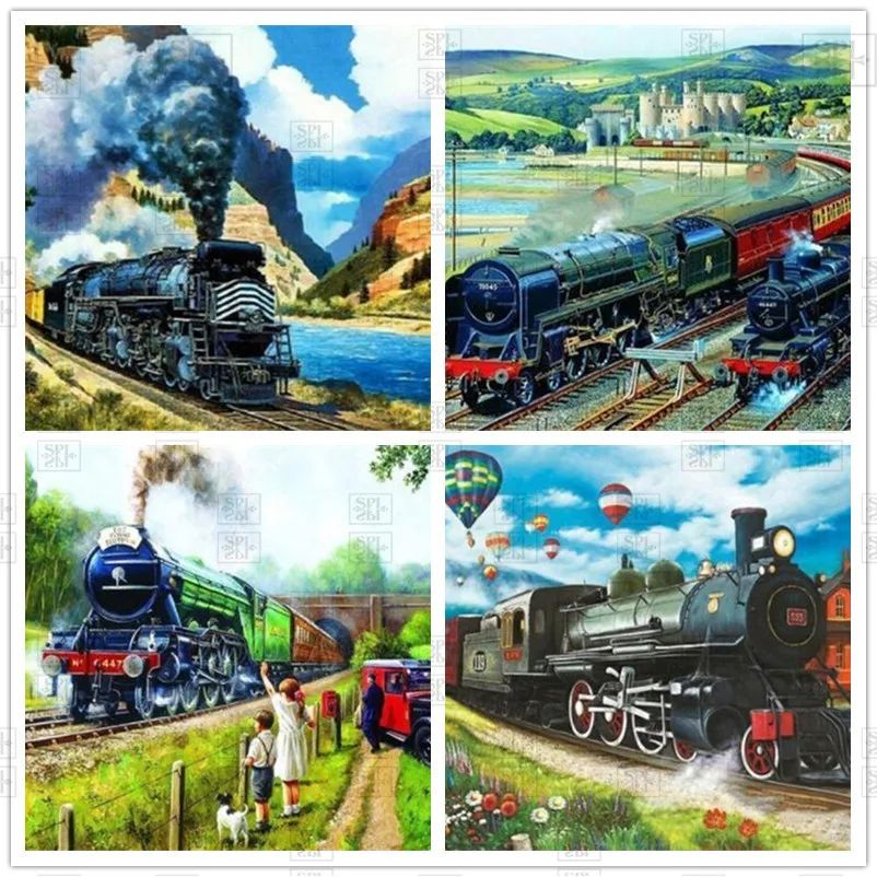 

Diamond Painting Diamond Embroidery Train Cross Stitch Diamond Painting Kits Landscape Handwork Hobby Gift Home Decoration