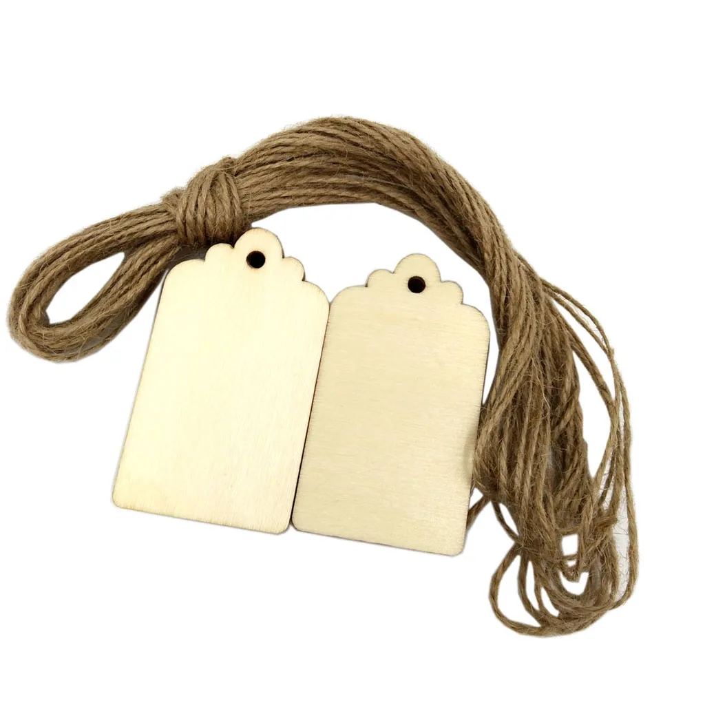 

100 Pieces Unfinished Wood Tags Blank Wooden Gift Tags for Wedding Party Favors