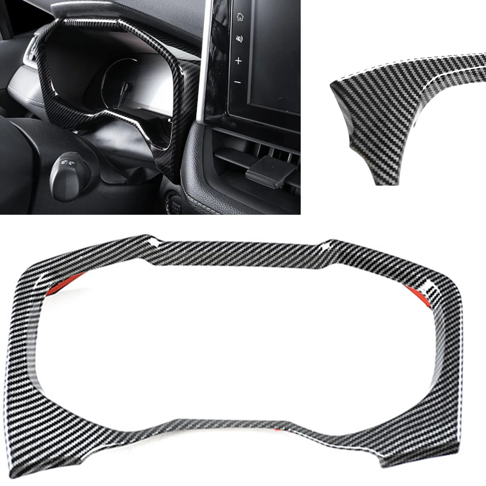 

For Toyota RAV4 2019-2021 Carbon Fiber Center Console Dash Panel Frame Trim Cover Dashboard Plate Meter Gauge Pod Strip Sticker