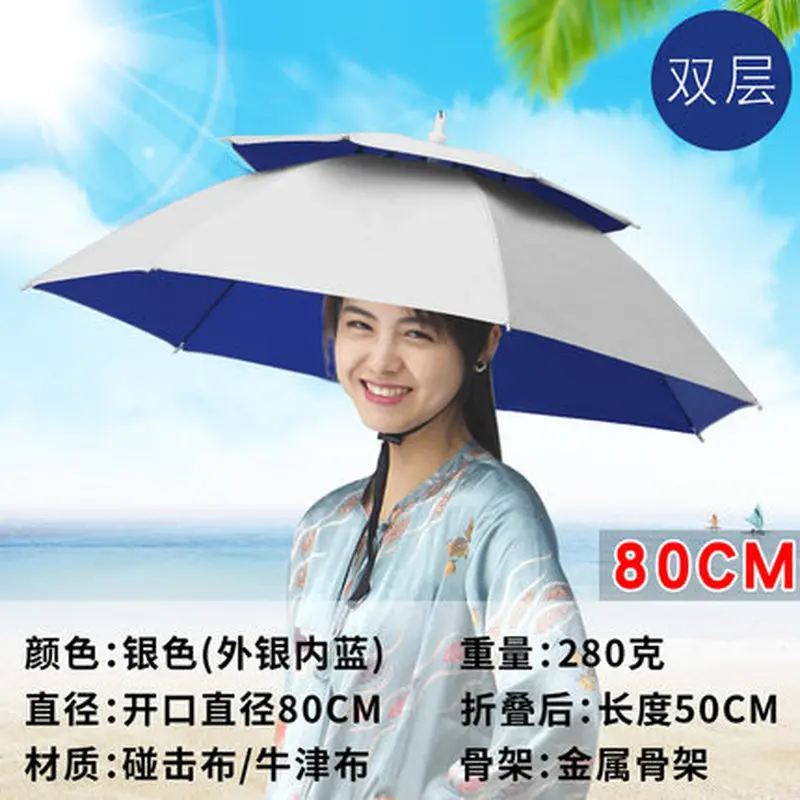 Outdoor head-mounted foldable fishing cycling hiking camping beach shade portable umbrella hat | Дом и сад