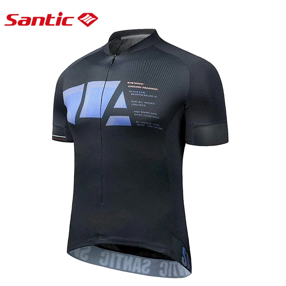 Santic мужские велосипедные Джерси дышащая сетка с коротким рукавом рубашки
