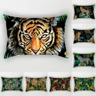 Джунгли с тигром, леопардом, Наволочка на подушку 30x50 тропические растения мультипликационным мотивом Декоративные диванные подушки наволочка из полиэстера