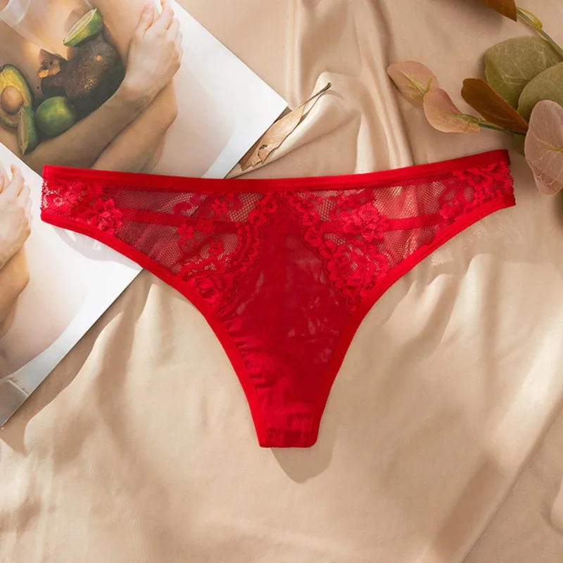 Женские сексуальные бесшовные трусики кружевные вышитые трусики-стринги с