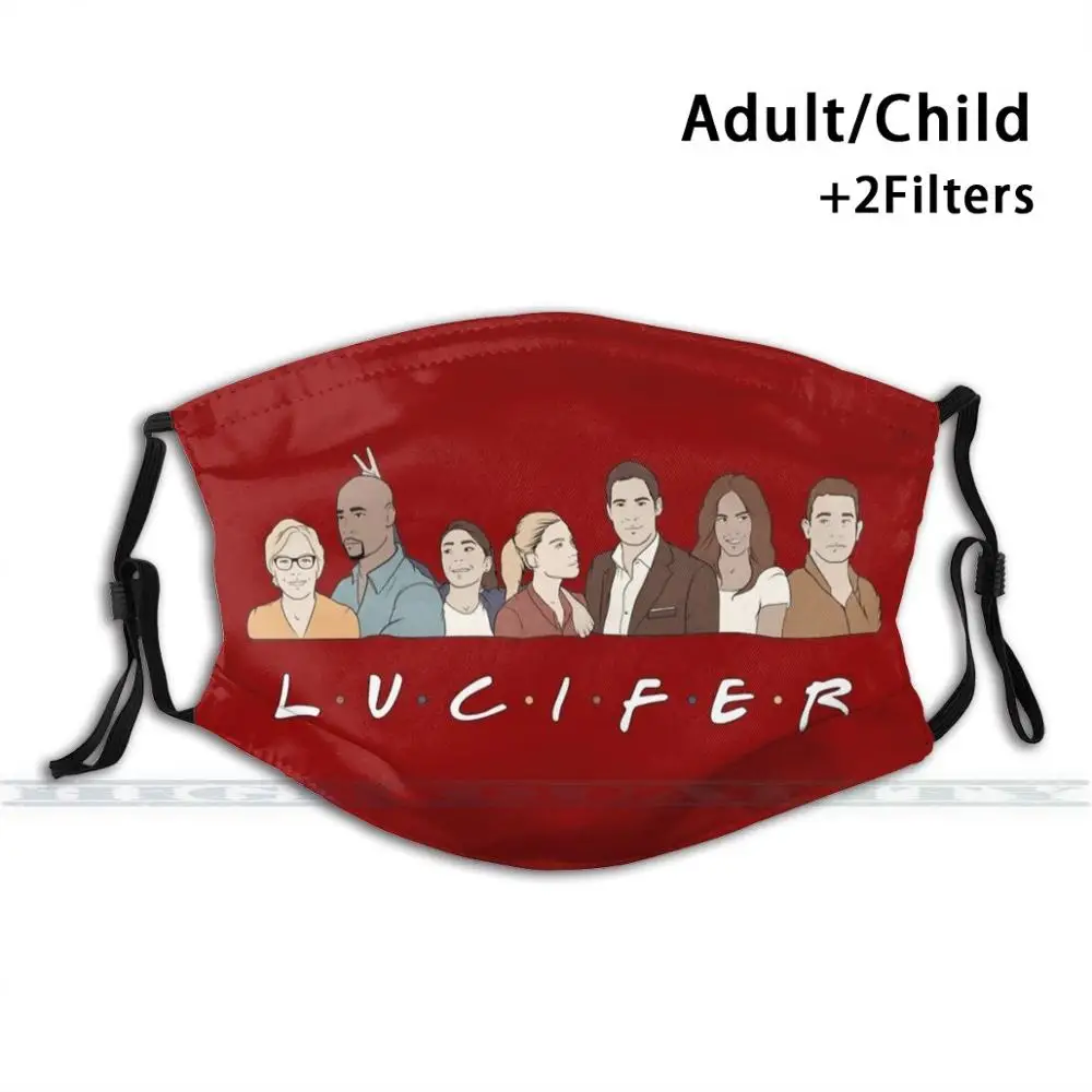 

Многоразовая маска для рта Lucifer с 3d принтом, моющаяся маска для лица с фильтром против пыли Lucifer Friends Netflix Devil Lucifan