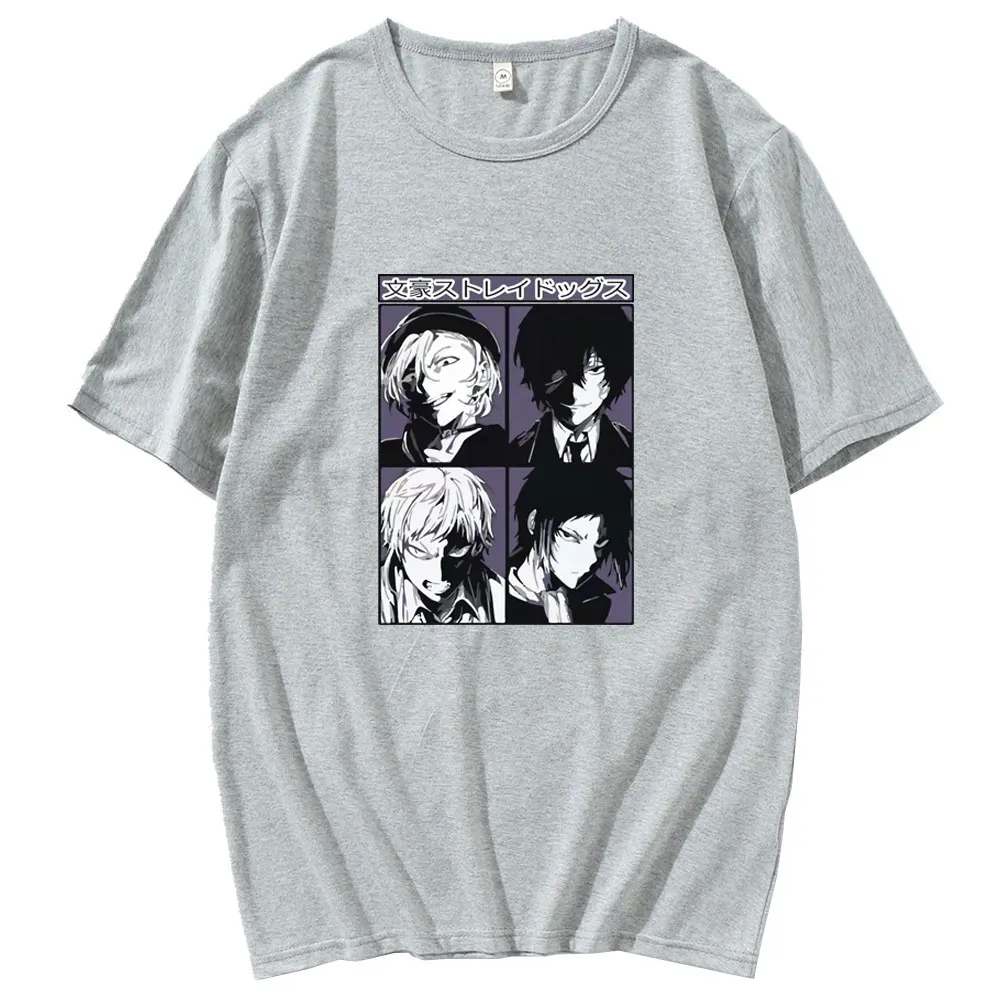 

Japanese Anime Bungou Stray Dogs Hipster Print Tshirt Student Casual Basic Kpop Male Oversized Short Sleeve Korea Style T-shirt