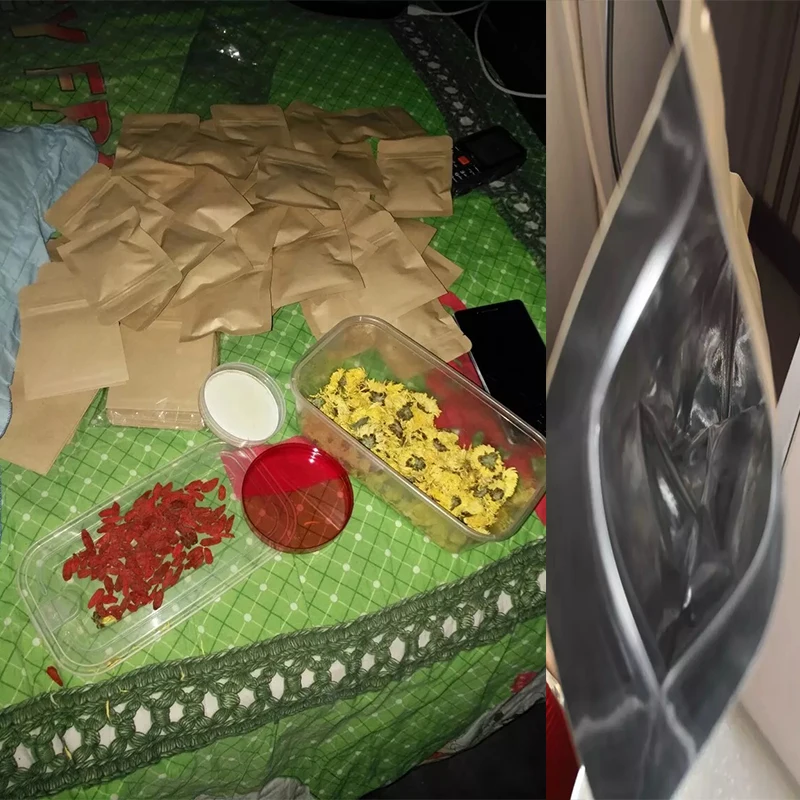 100 дой-Пак из крафт-бумаги с застежкой-молнией мешок с алюминиевой фольгой еда чай закусочный кофе хранения герметичный Ziplock/молнии мешок