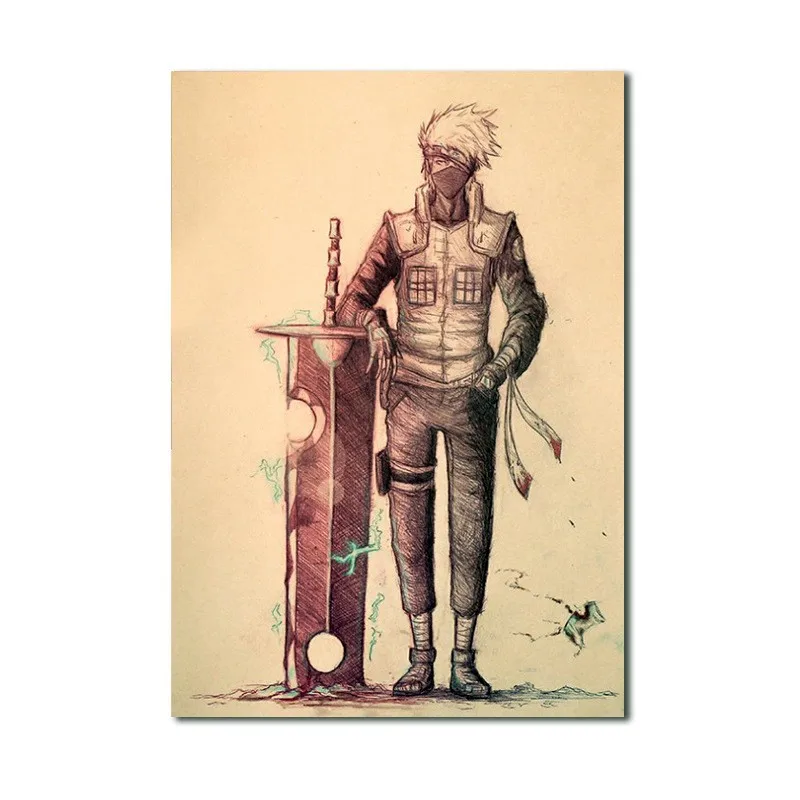 

Japanese Anime Character Sketch Kraft Paper Poster Home Bedroom Wall Decoration Painting Core 50.5x35cm