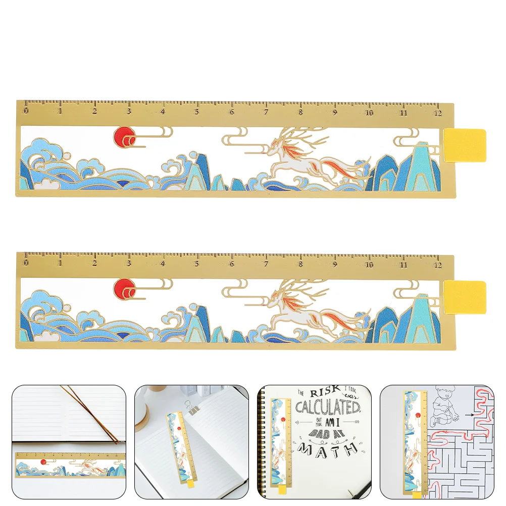 

2pcs Portable Book Rulers Students Rulers Stationeries Ruler Supplies