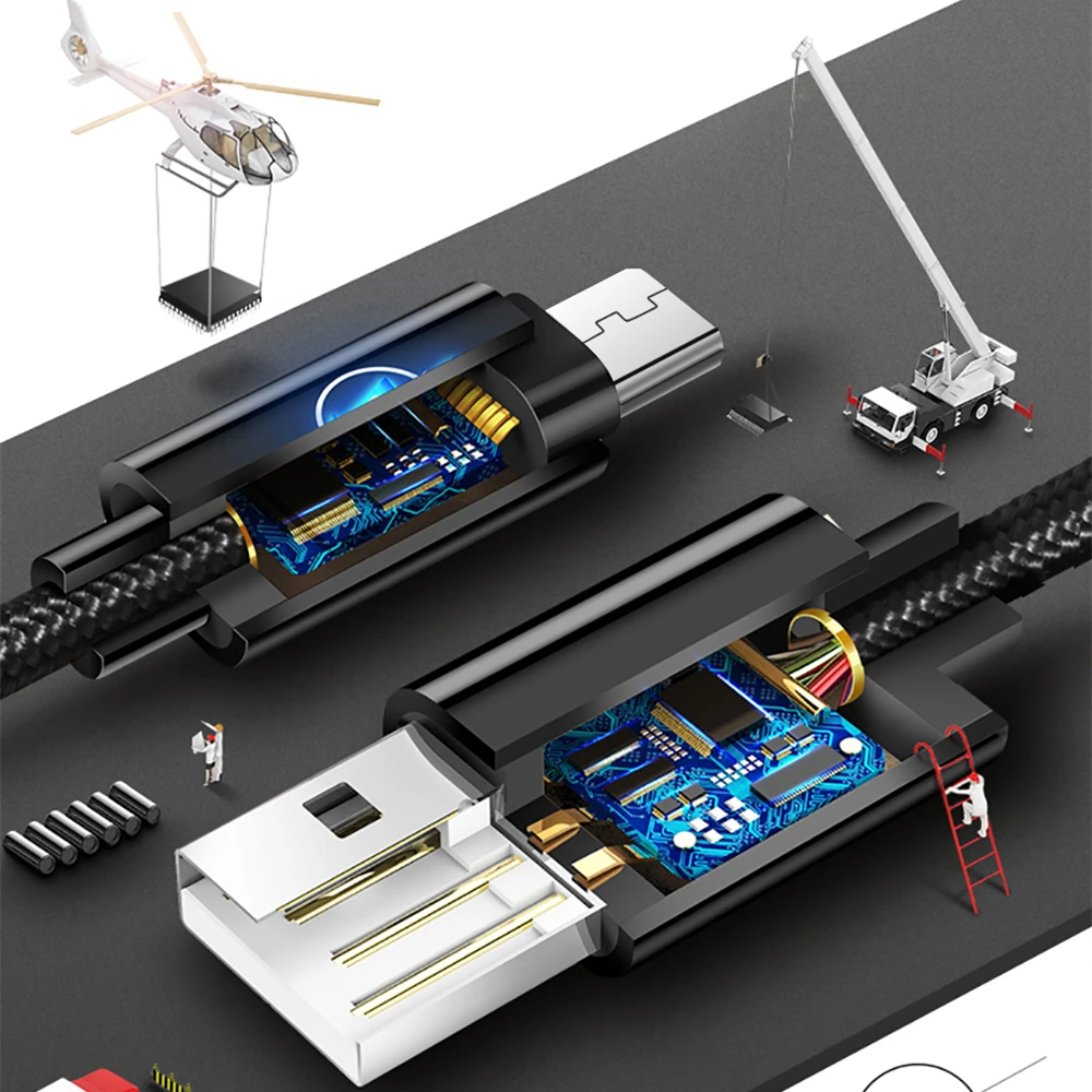 3FT/6FT/9FT 2.4A Оригинальные Кабели Micro USB кабель для быстродействующего зарядного
